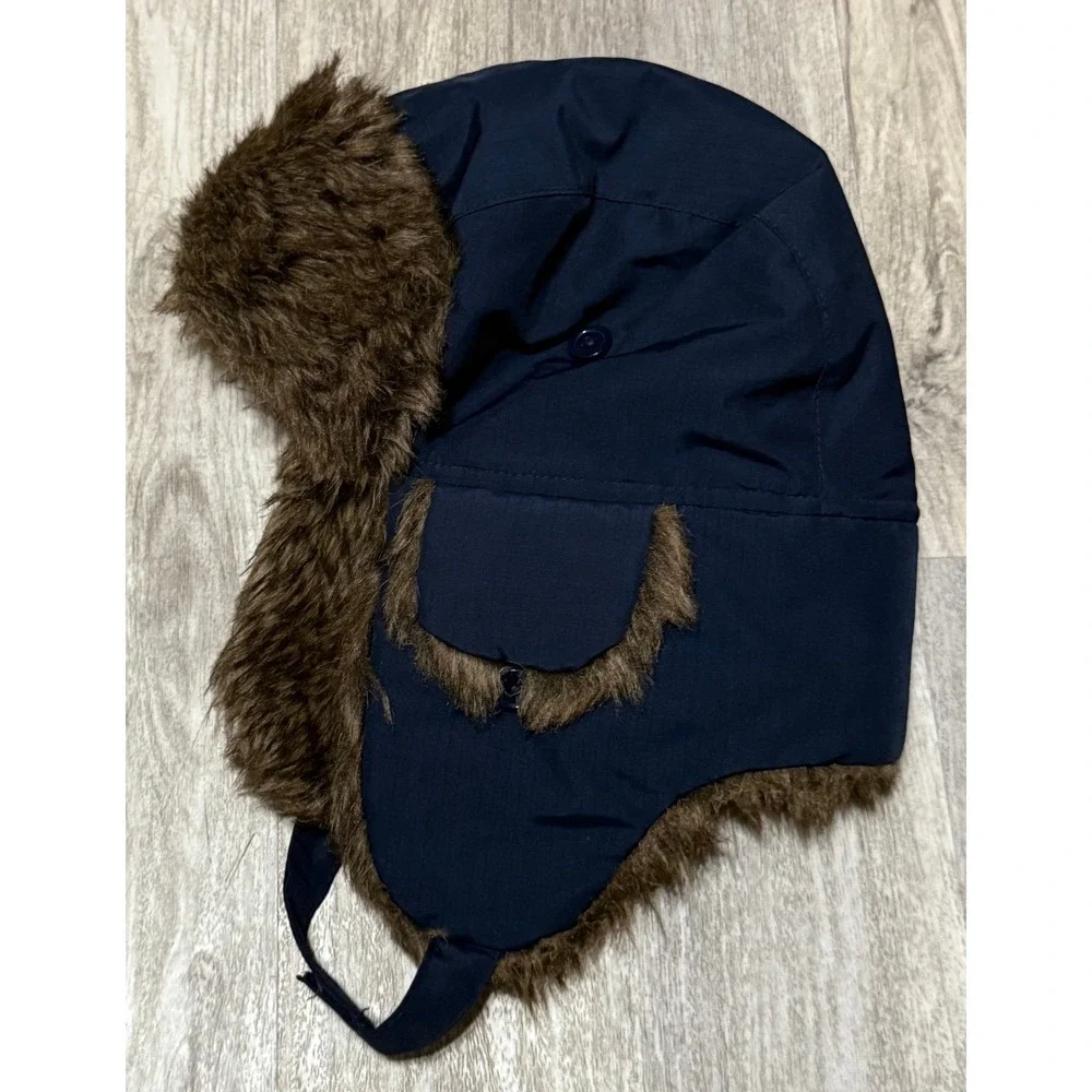 Boys Cable Knit Trapper Hat - Blue 8‎ large kids